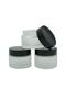 Transparent Frosted Glass Cream Jar with Black Lid - 50 Cc - 2