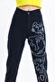 Black Face Embroidered High Waist Mom Jean Leg Patterned Jeans - 2