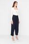 X Sagaza Studio Navy Blue Striped Woven Trousers with Detailed Cuffs Tpraw23Pl00039 - 4