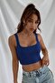 Kadın Lacivert Askılı Crop Top Bluz - 5