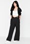 Siyah Baskı Detaylı Wide Leg/Rahat Kesim Asimetrik Bel Örme Pantolon TWOAW23PL00389 - 6