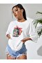 Women's Cute Cat Printed Oversize Tshirt - 4