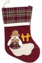 Christmas Ornament, Plaid Patterned Socks, with Snowman Figure, Dark Red - 21X34 cm