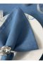 Glittery Linen Care-Free Fabric Serving Napkin Set of 6 Indigo Blue