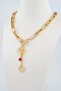 Women's Special Design Red Beaded and Sun Figured Necklace - 2