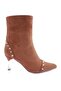 Women's Trock Pointed Toe Side Zipper Thin Heeled Boots Brown Suede 212162821