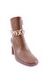 Women's Chain Accessory Heeled Boots Brown 215162821 - 2