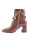 Women's Chain Accessory Heeled Boots Brown 215162821 - 3
