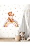 Cute Teddy Bear Rainbow And Stars Watercolor Kids Room Wall Sticker - 4