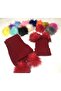 Girl/Boy - Red Pompom Scarf Beret Set - 2