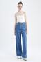 Wide Leg High Waist Lace Detailed Jean 100% Cotton Trousers - 2