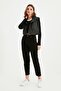 Women's Black Elastic Waist Mom Jeans - 2