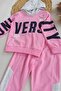 Pink Vers Written Double Children's Tracksuit Set 1-2-3-4-5 Years - 2