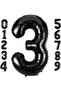 3 Black Number Foil Balloon 34" Inc 82 cm - 3