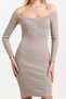 Women's Boat Neck Long Sleeve Knitwear Dress