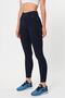 Women's Navy Blue Pocket Belted High Waist Tightening Trousers Look Leggings - 3
