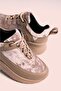 Beige - Velvet Wedge Sole Sneaker - 7