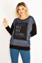 Women's Large Size Black Bat Sleeve Front Detailed Tunic 65n34638 - 6