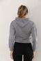 Women's Basic Gray Hooded Crop Sweatshirt, Long Sleeve Crop, 2 Thread Sweatshirt, Seasonal Crop - 3