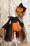 Halloween Black Leather Detailed Witch Girl Dress and Witch Hat, Girl's Halloween Dress