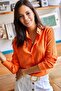 Women's Orange Jacquard Textured Woven Shirt GML-19001043 - 5