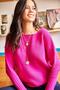 Women's Fuchsia Sleeve Detailed Honeycomb Knit Sweater KZK-19000399