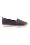 Women's Laser Printed Side V Buckle Comfort Shoes Navy Blue Genuine Leather 91623246