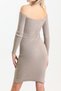 Women's Boat Neck Long Sleeve Knitwear Dress - 2