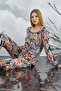 20696 Women's Crew Neck Stone Printed Tracksuit Set