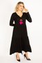 Women's Plus Size Fujja Neck Detailed Long Sleeve Layered Dress 65n34514