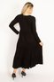 Women's Plus Size Fujja Neck Detailed Long Sleeve Layered Dress 65n34514 - 4
