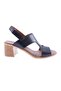 Women's Velcro Heeled Sandals Black Genuine Leather 32663244