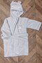 White Bear Embroidered on Hooded Chest Wellsoft Children's Dressing Gown (A.GREY) - 2