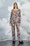 20696 Women's Crew Neck Stone Printed Tracksuit Set - 2
