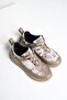 Beige - Velvet Wedge Sole Sneaker - 5