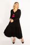 Women's Plus Size Fujja Neck Detailed Long Sleeve Layered Dress 65n34514 - 5