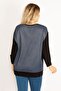 Women's Large Size Black Bat Sleeve Front Detailed Tunic 65n34638 - 4