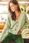 Women's Water Green Thick Hair Braided Knitwear Cardigan HRK-19000082 - 5
