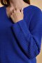 Women's Cobalt Blue Oversize Casual V-Neck Knitwear Sweater - 4