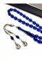 Barley Cut Double Tasseled Dark Blue Amber Appearance Rosary - 3