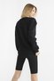 Oversize Black Crew Neck Unisex 3 Thread Raised Sweatshirt - 4