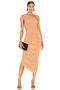 Women's Beige Drawstring Midi Jersey Dress