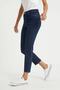Madalin Dark Blue Lycra Mom Fit Zippered Jean Trousers - 2