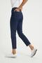 Madalin Dark Blue Lycra Mom Fit Zippered Jean Trousers - 4