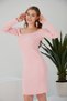 Women's Boat Neck Long Sleeve Ribbed Dress - 7