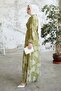 Polina Leaf Pattern Chiffon Hijab Dress - Oil Green - 4
