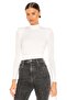 Women's White Half Turtleneck Side Gathered Jersey Bodysuit