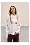 Judge Collar Embroidered Half Button Blouse
