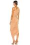 Women's Beige Drawstring Midi Jersey Dress - 3