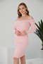 Women's Boat Neck Long Sleeve Ribbed Dress - 6